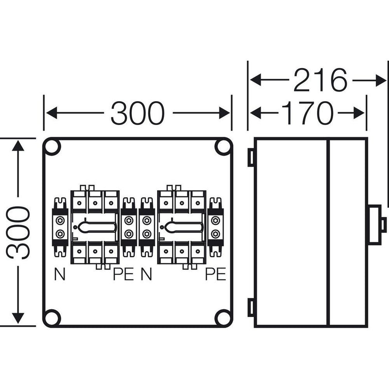 Hensel - Lasttrennschalter Mi-Lastschaltergehäuse Mi 7225 125A, 3polig+PE+N