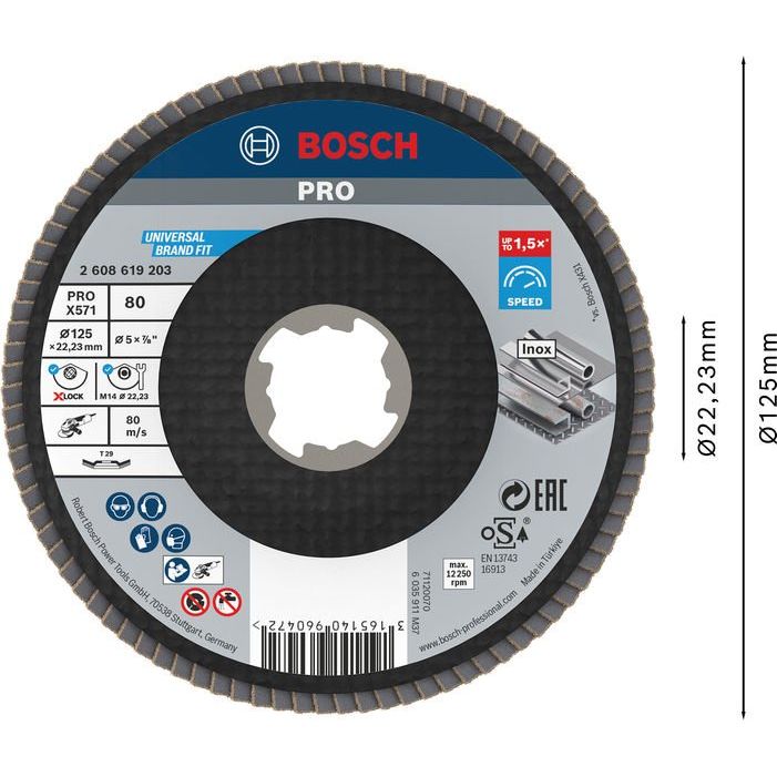 Bosch - Trenn-/Schleifscheibe PRO X571 2608619203 Fächerschleifscheibe − 10 Stück