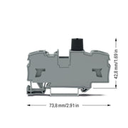 WAGO - Sicherungs-Reihenklemme 2-Leiter-Sicherungsklemme 2007-1611 5x20mm, grau − 50 Stück