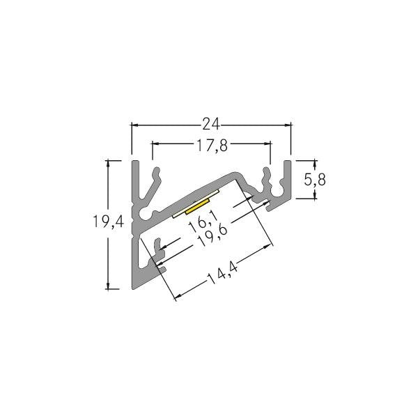 Brumberg Leuchten - Mechanisches Zubehör/Ersatzteile für Leuchten Anbau-Eckprofil 53385263 3000x24x19,4mm