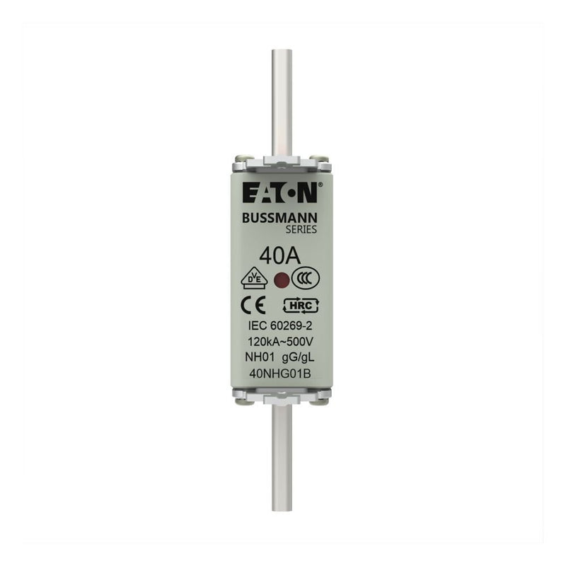 Eaton - Messersicherung Sicherungseinsatz Nieders. NH FUSE 40#40NHG01B 40A AC 500V 120kA − 3 Stück