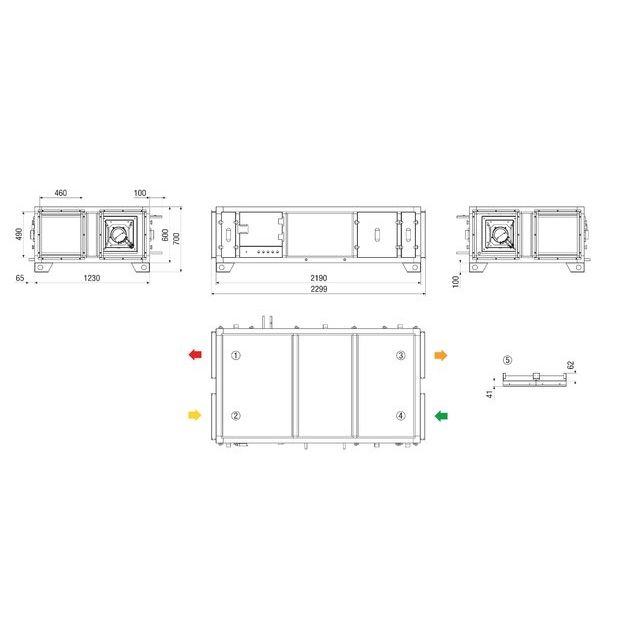 Maico - Lüftungsgerät mit Wärmerückgewinnung gewerblich Kompaktgerät MV4512HLPHEH RLT1200MV4512HLPHEH3 1200cbm/h/li/horiz