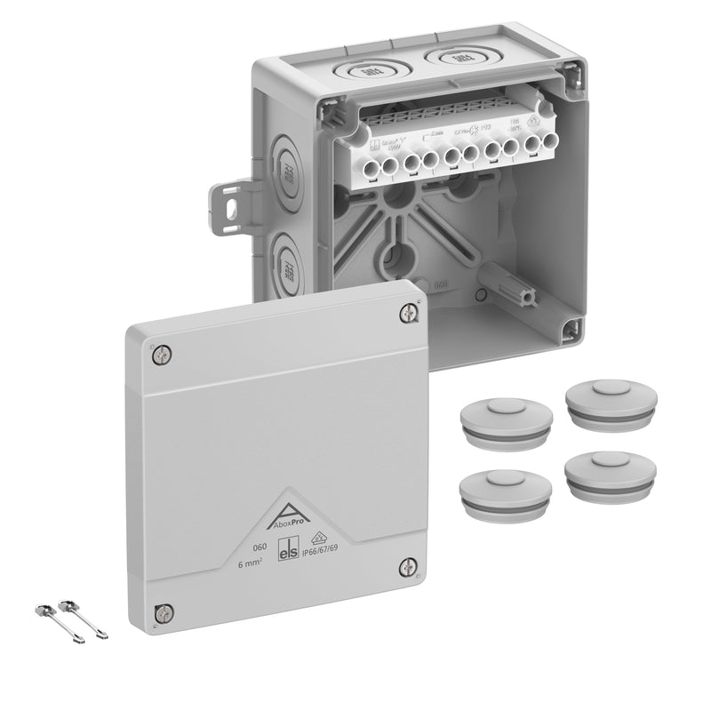 Spelsberg - Dose, Gehäuse für Montage auf der Wand/Decke Abzweigkasten Abox Pro 060 AB-6² IP66, max. 6qm
