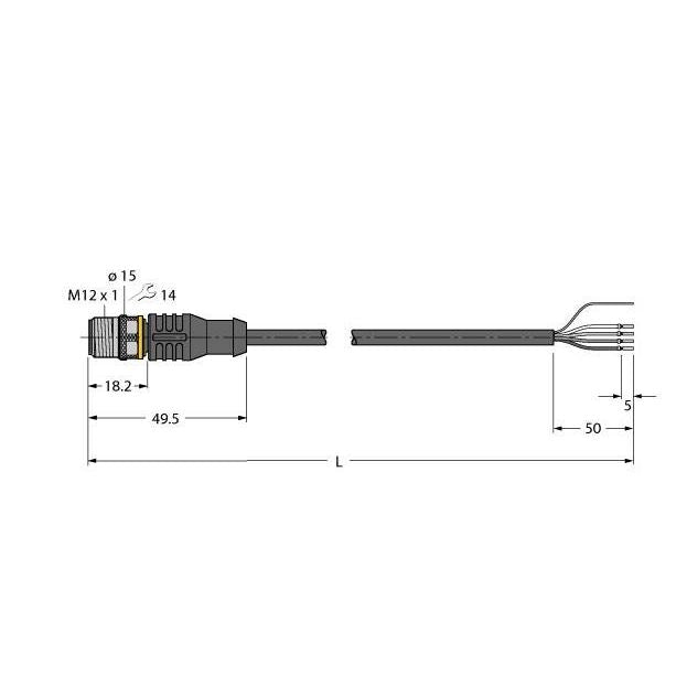 Turck - Rundsteckverbinder, feldkonfektionierbar (Industriesteckverbinder) PUR-Kabelmantel RSC5701-1M Thin