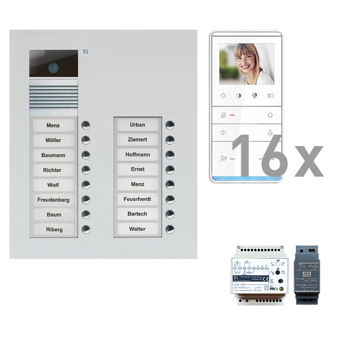 TCS Tür Control - Türsprech-Set Videosprechanlgenset color PVU17160-0010 16 Tasten UP,Freispr