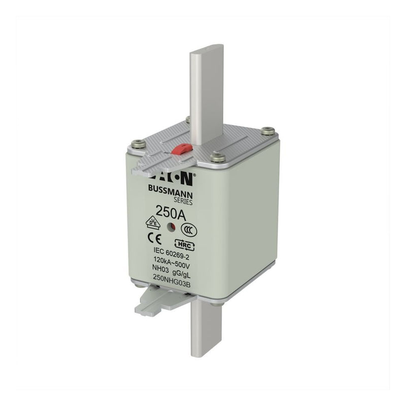 Eaton - Messersicherung Sicherungseinsatz Nieders. NH FUSE 25#250NHG03B 250A AC 500V 120kA − 3 Stück
