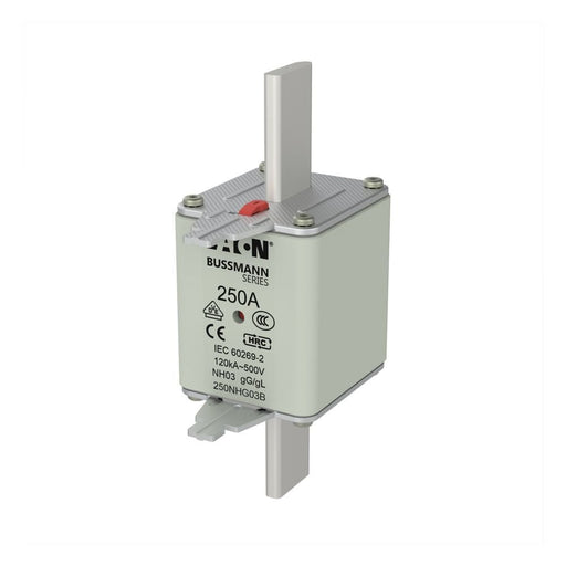 Eaton - Messersicherung Sicherungseinsatz Nieders. NH FUSE 25#250NHG03B 250A AC 500V 120kA − 3 Stück