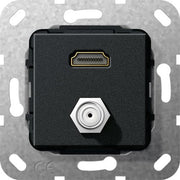 Gira - Einsatz/Abdeckung für Kommunikationstechnik UP Tragring HDMI und SAT 567510 F-Buchse sw matt