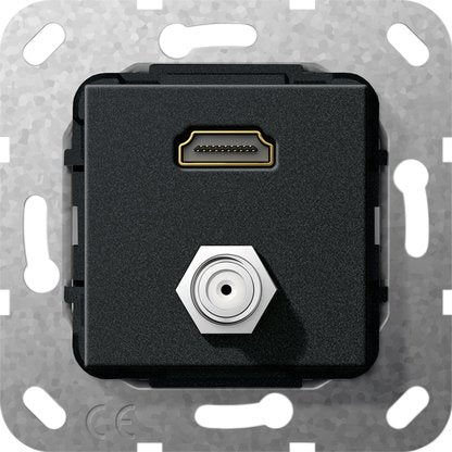 Gira - Einsatz/Abdeckung für Kommunikationstechnik UP Tragring HDMI und SAT 567510 F-Buchse sw matt