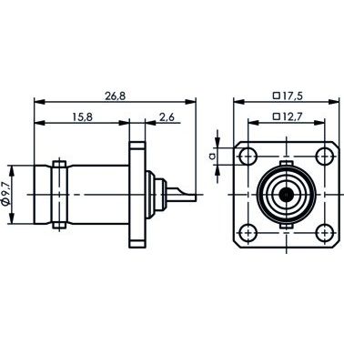 Telegärtner - Koax-Steckverbinder BNC-Flanschbuchse 100023567 75Ohm löt − 5 Stück