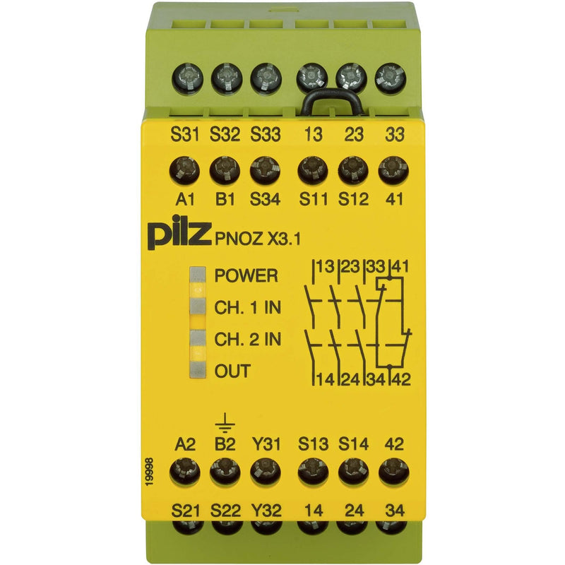 Pilz - Gerät zur Überwachung von sicherheitsgerichteten Stromkreisen Not-Aus-Schaltgerät PNOZ X3.1 #774321 230AC24DC3n/o1n/c1so