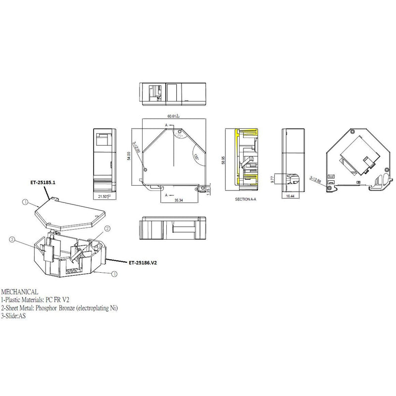 EFB-Elektronik - Tragschienenadapter RJ45 Keystonehalter ET-25186.V2 1-fach
