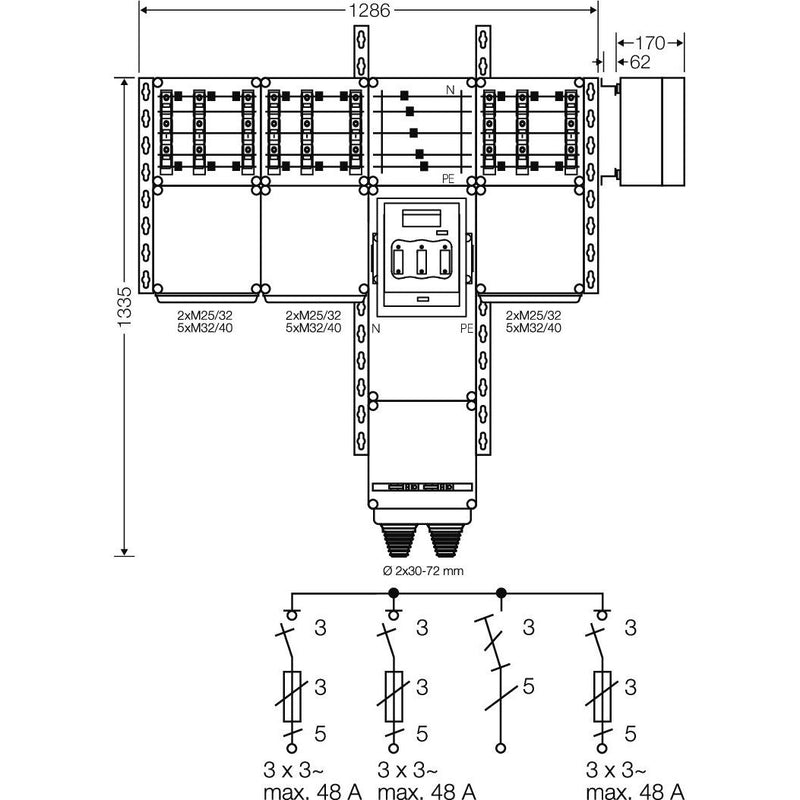Hensel - Sicherungskasten PV-Wechselrichter-Sammler Mi PV 5341 220kVA