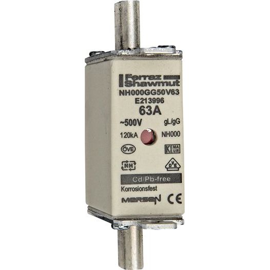 Mersen - Messersicherung NH-Sicherungseinsatz SF NH000GG50V63 Gr.000 gG 63A/500VKM