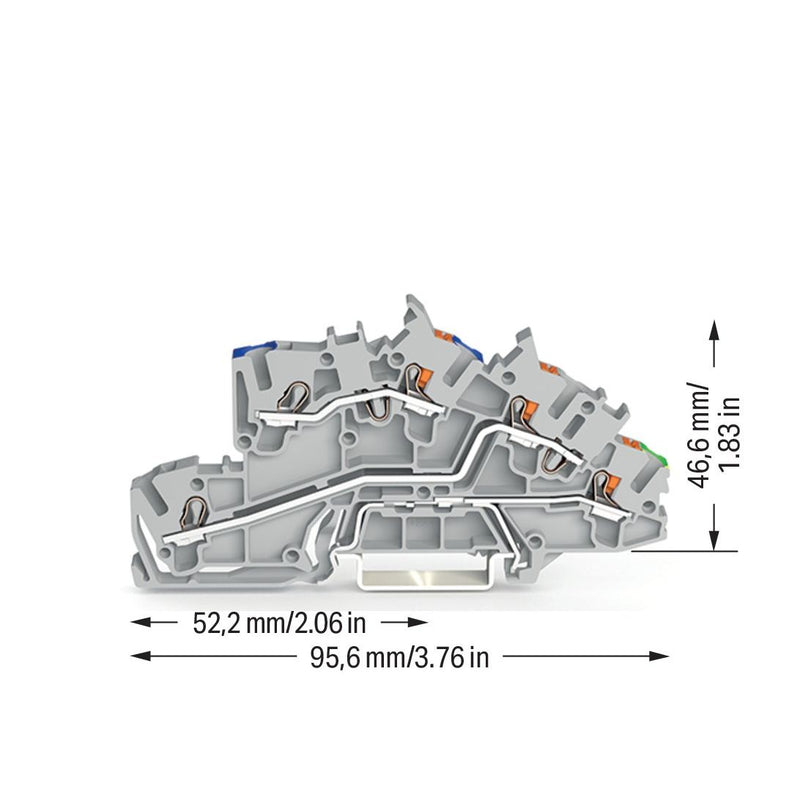 WAGO - Installations-Etagenklemme Installationsetagenklemme 2203-7546 2,5 mm² Hybrid − 50 Stück