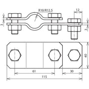 DEHN - Anschlussklemme für Stab-/Tiefenerder TE-Anschlussschelle ASTE25ASSM10STTZN St/tZn D 25mm