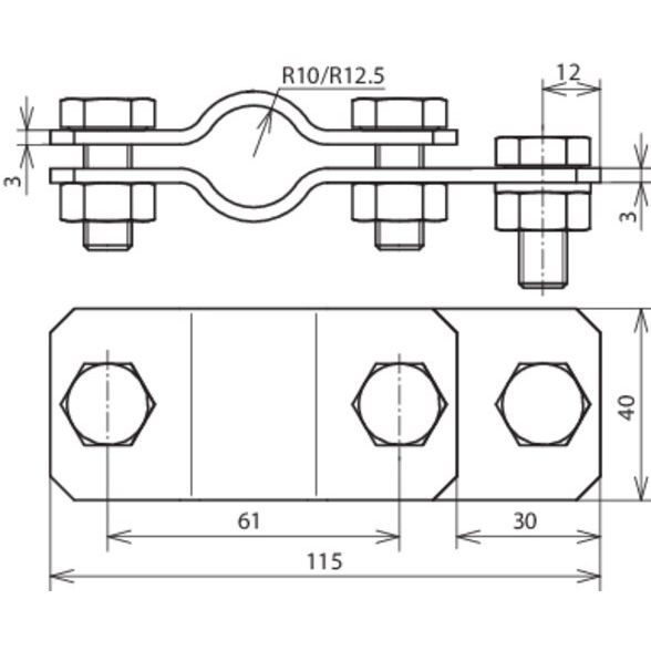 DEHN - Anschlussklemme für Stab-/Tiefenerder TE-Anschlussschelle ASTE25ASSM10STTZN St/tZn D 25mm