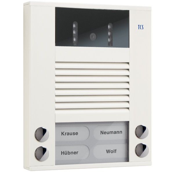 TCS Tür Control - Türstation für Türkommunikation Video color Außenstation AVE14043-0018 4Tast 2reih.AP ws