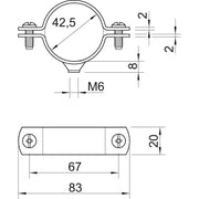 OBO Bettermann - Befestigungsschelle für Kabel/Rohre Abstandschelle 2900WM6 42.5 FT m.Gewindeanschluss − 25 Stück