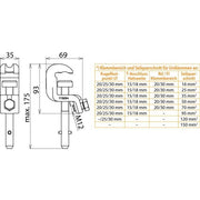 DEHN - Anschlusselement für EuK-Vorrichtung Universalklemme UK 25 SQ D20/25mm T15mm
