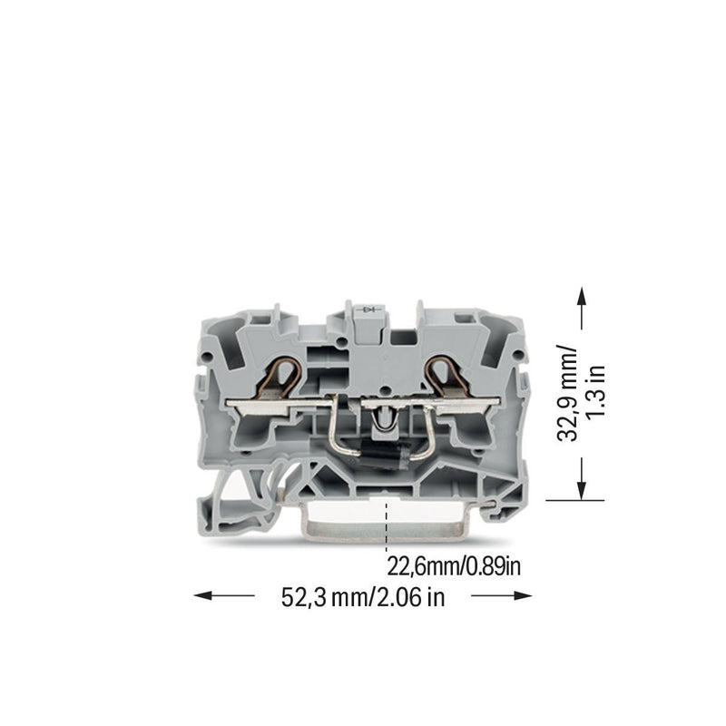 WAGO - Bauelement-Reihenklemme Bauelementklemme 2004-1211/1000-400 Diode 1N5408,grau − 50 Stück