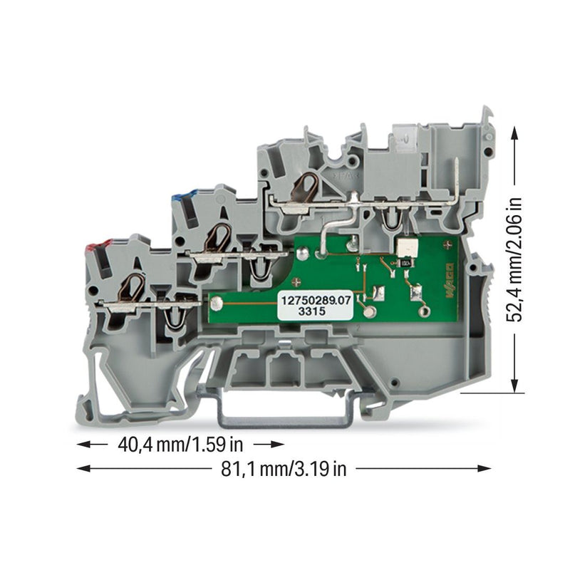 WAGO - Initiator/Aktor-Reihenklemme 3-Leiter-Initiatorenklemme 2020-5311/1102-950 LED gelb − 50 Stück