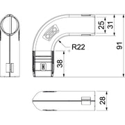 OBO Bettermann - Bogen für Installationsrohre Quick-Pipe-Bogen 3000 BMS M25 LGR 90 Grad − 5 Stück