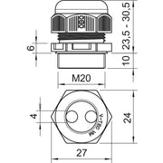 OBO Bettermann - Kabelverschraubung V-TEC VM20 2x4 M20, PA, lichtgrau − 50 Stück