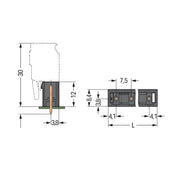 WAGO GmbH & Co. KG - Leiterplattensteckverbinder THR-Stiftleiste Lötstift 231-26#4050821004042 1,2x1,2,gerade,sw − 170 Stück