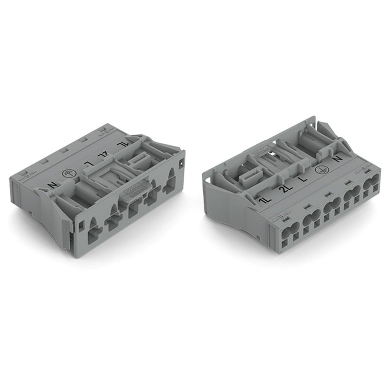 WAGO - Geräteanschluss für steckbare Gebäudeinstallation Snap-In-Stecker 770-755/064-000 5-polig,Kod. B,grau − 50 Stück