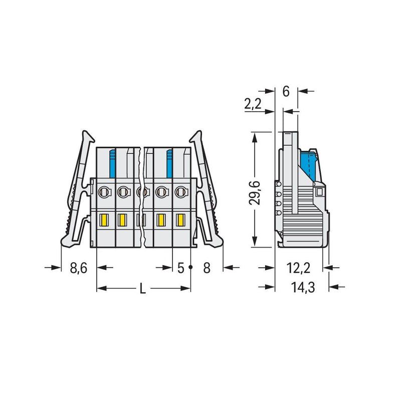 WAGO - Kabelsteckverbinder für Leiterplattensteckverbinder 1-Leiter-Federleiste 721-111/037-000 CAGECLAMP 2,5mm²,lgr − 25 Stück