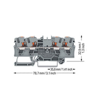 WAGO - Durchgangs-Reihenklemme 4-Leiter-Durchgangsklemme 2204-1401 4qmm, grau − 50 Stück