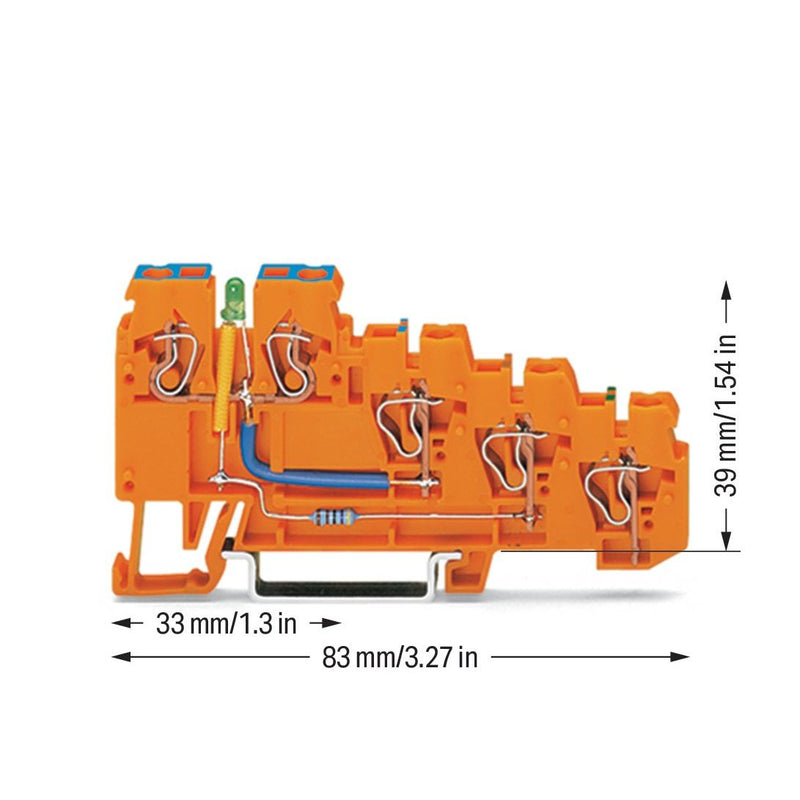 WAGO - Initiator/Aktor-Reihenklemme 4-Leiter-Initiatoren-LED 270-574/281-483 Einspeiseklemme − 10 Stück