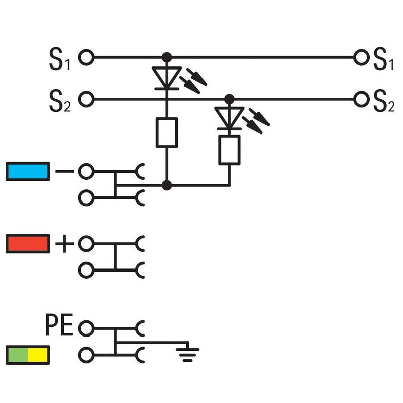 WAGO - Initiator/Aktor-Reihenklemme 4-Leiter-Initiatorenklemme 2000-5417/1102-950 LED gelb für PNP − 50 Stück