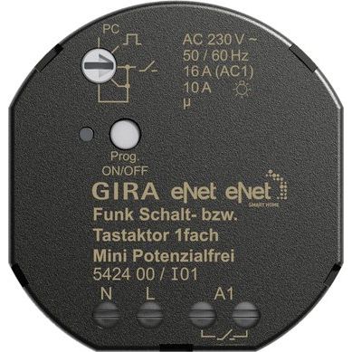 Gira - Bussystem-Schaltaktor Funk Schalt-/Tastaktor 542400 Mini 1f pot.frei