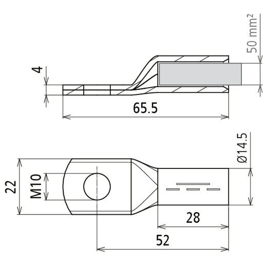 DEHN - Presskabelschuh für Cu-Leiter Presskabelschuh PKS 50 10 CUGALSN − 3 Stück