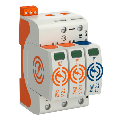 OBO Bettermann - Überspannungsableiter für Energietechnik/Stromversorgung CombiController V20 V20-2+NPE+FS-280 zweipolig mit NPE+FS