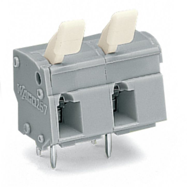 WAGO - Leiterplattenklemme 257-616/333-000 Drücker,2,5 mm²,grau − 5 Stück