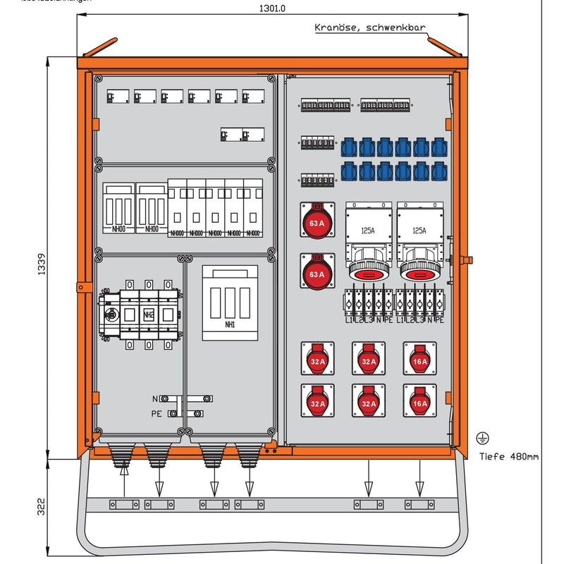 Walther Werke - Baustromverteiler Verteilerschrank WV0624R1 246kVA
