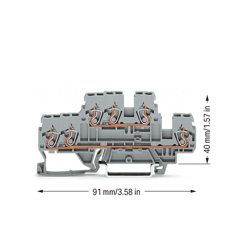WAGO - Durchgangs-Reihenklemme Doppelstockklemme 870-531 0,08-2,5/4mmq grau