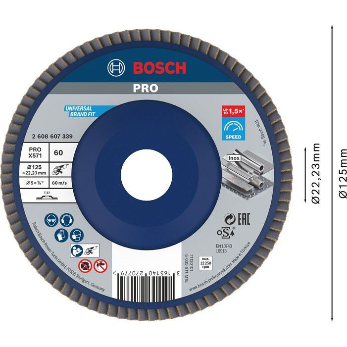 Bosch - Trenn-/Schleifscheibe PRO X571 2608607339 Fächerschleifscheibe