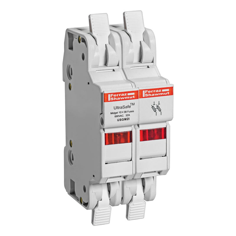 Mersen - Halter für zylindrische Sicherung Sicherungshalter Midget USGM2I 10x38 30A 2-polig − 6 Stück