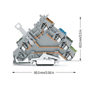 WAGO - Initiator/Aktor-Reihenklemme 4-Leiter-Initiatorenklemme 280-573 2,5 mm²,grau − 50 Stück