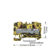 WAGO - Durchgangs-Reihenklemme 2-Leiter-Durchgangsklemme 2206-1201/000-053 Drücker,6mm²,dgr-ge − 50 Stück