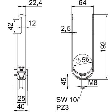 OBO Bettermann - Bügelschelle BS-W2-K-58 FT 2-58mm − 25 Stück