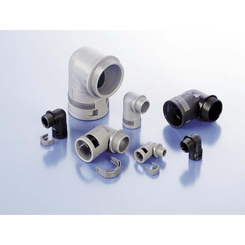 ABB Stotz-Kontakt - Kunststoff-Schutzschlauch-Verschraubung Schlauchverschraubung SVWD-M12MGT 90 Grad Winkel − 100 Stück
