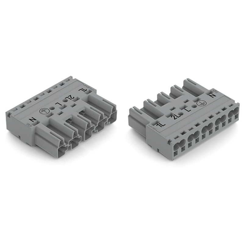 WAGO - Steckverbinder für steckbare Gebäudeinstallation Stecker 5-polig 770-255/064-000 Kod. B,grau − 50 Stück