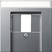 Gira - Einsatz/Abdeckung für Kommunikationstechnik Zentralplatte TAE alu 087626 m.Schriftf.,System55