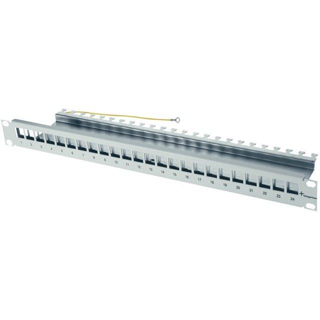 Telegärtner - Patchpanel Kupfer 19Z.-Modulträger 1HE gr AMJ-Mod 24PP/ub gr 24AMJ/UMJ Ports leer