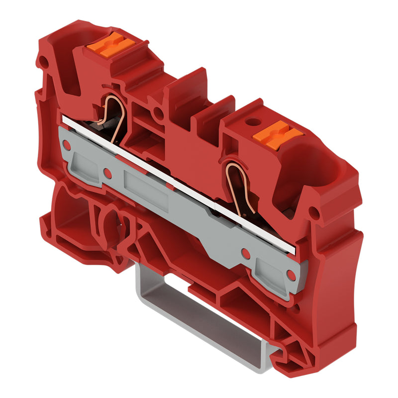 WAGO - Durchgangs-Reihenklemme 2-Leiter-Durchgangsklemme 2206-1203 Drücker,6 mm²,rot − 50 Stück